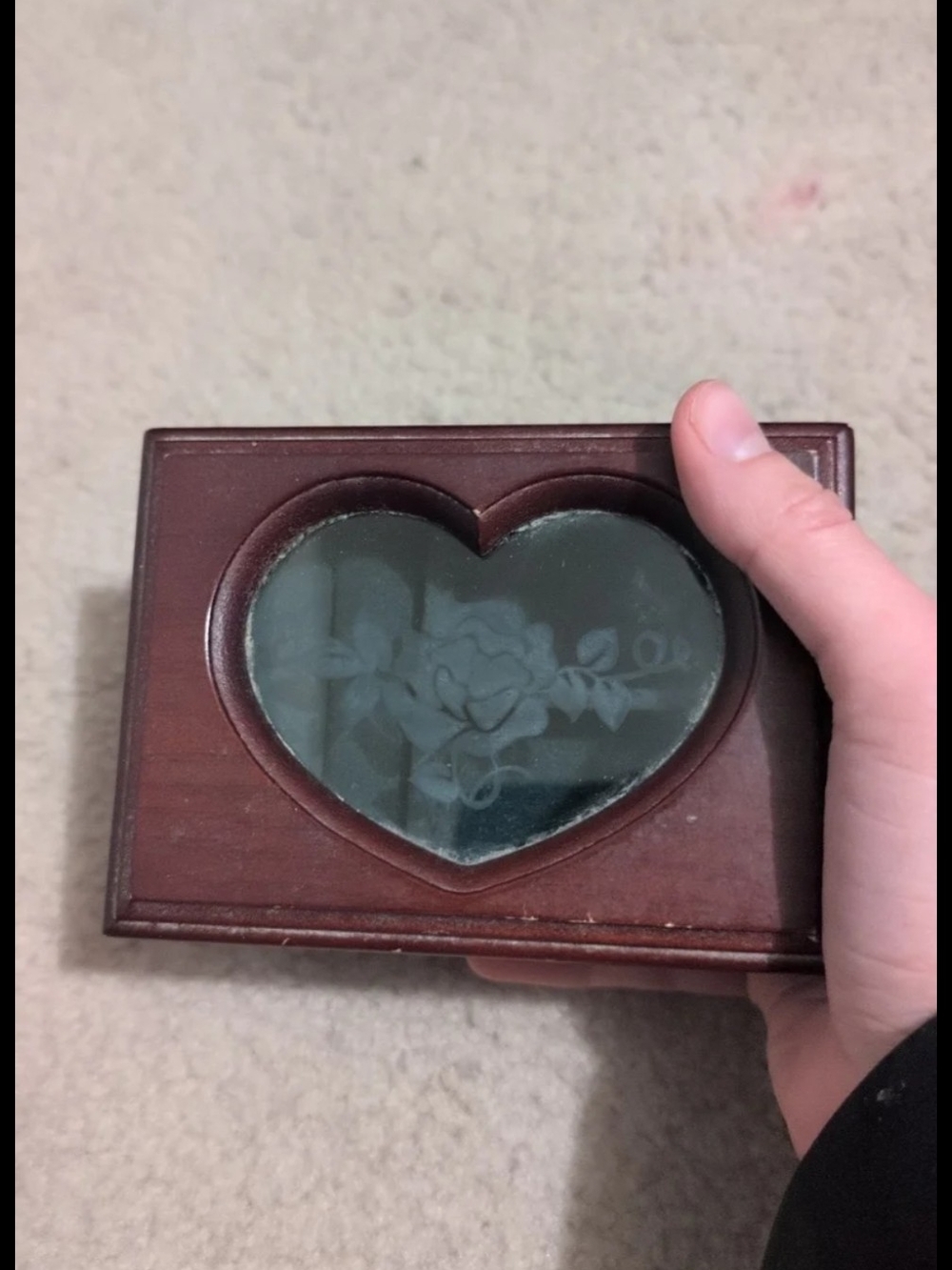 Beautiful Small Wooden Rose Jewelry Box – Great Condition